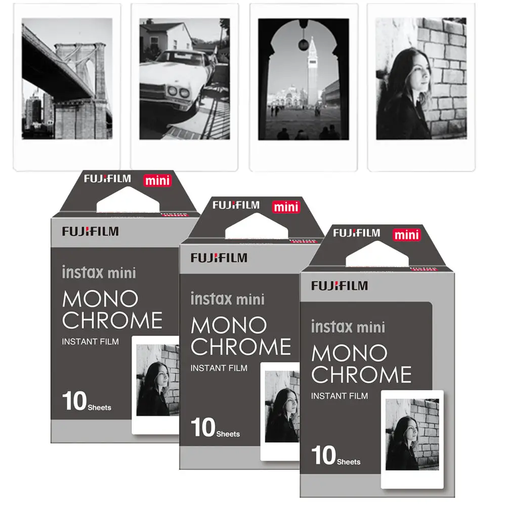 

Classic Fujifilm Instax Mini 8 Film Monochrome 30pcs For Mini 300 7s 7 50s 50i 90 25 dw Share SP-1 Instant Photo Camera