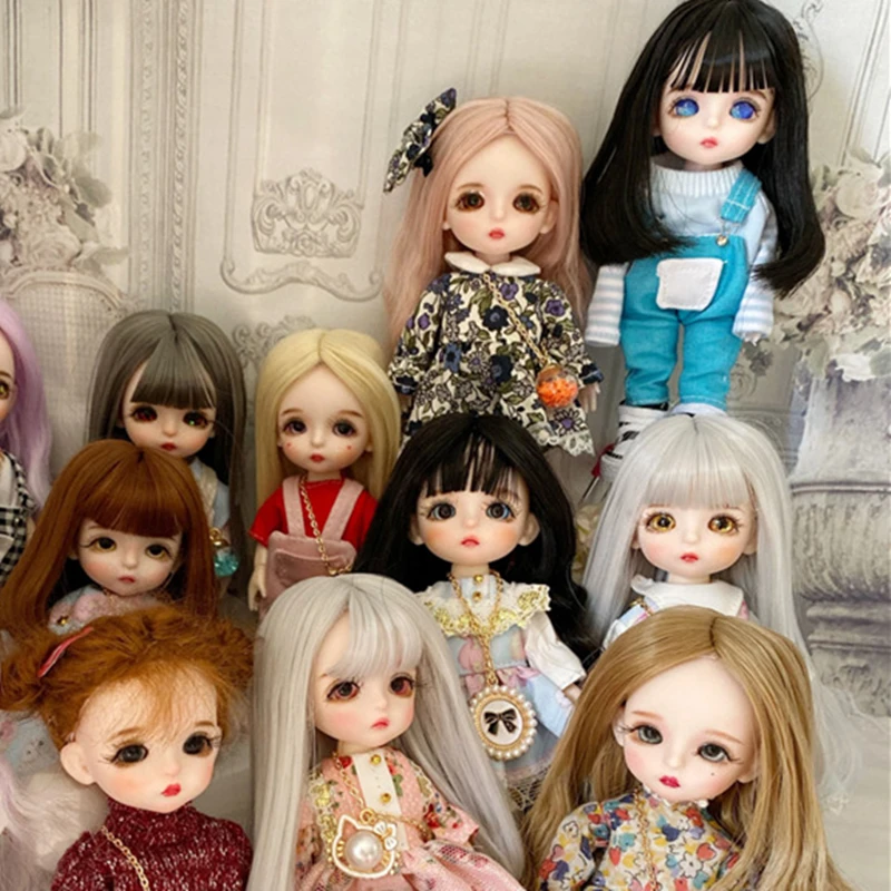 16cm Wig Jointed Doll Cute BJD Mini Doll Hand Make Up Face Dolls with Big Eyes Bjd Toys Gifts for Girl Handmand Make UP Bag Toy
16cm Wig Jointed Doll Cute BJD Mini Doll Hand Make Up Face Dolls with Big Eyes Bjd Toys Gifts for Girl Handmand Make UP Bag Toy