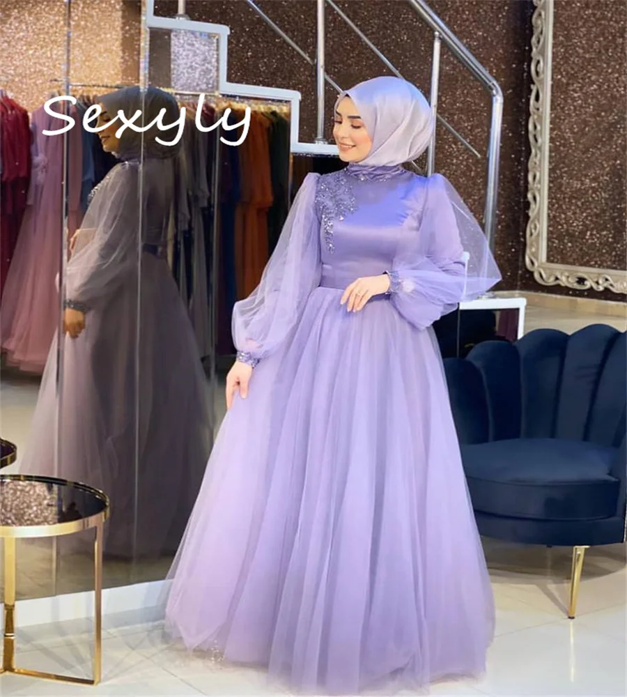 Islamic Light Purple Muslim Evening Dress 2023 Puff Sleeve A Line Tulle Elegant Beaded Prom Dresses Modest Formal Occasion Party
Islamic Light Purple Muslim Evening Dress 2023 Puff Sleeve A Line Tulle Elegant Beaded Prom Dresses Modest Formal Occasion Party