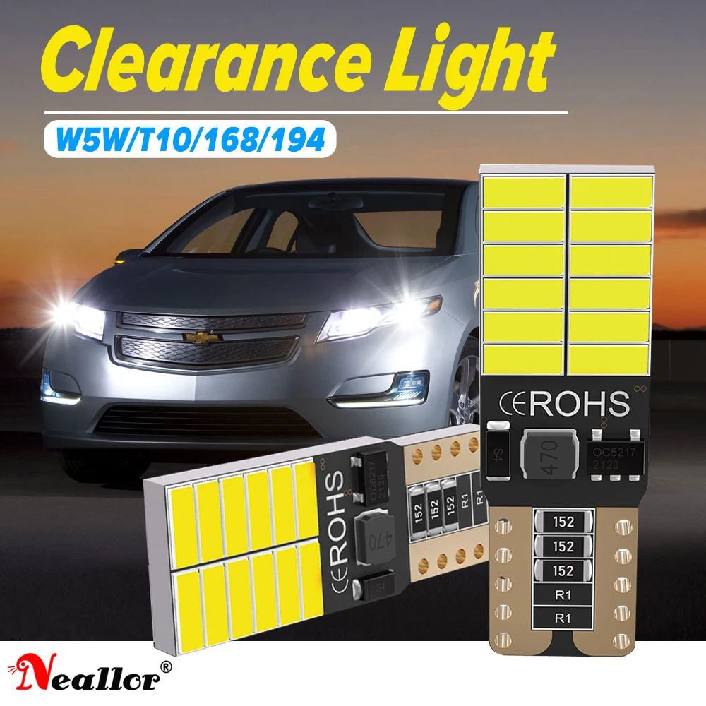 

A Pack Led Car Lampada Light T10 Super White 194 168 w5w T10 Led Parking Bulb Auto Wedge Clearance Lamp DC 12v White 6000K