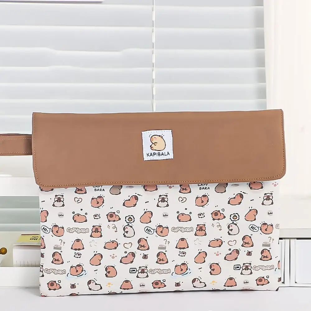 

Large Capacity Capybara File Folder Fabric Cartoon Dog Capybara File Organizer Washable A4 Size Capybara Storage Bag Test Paper