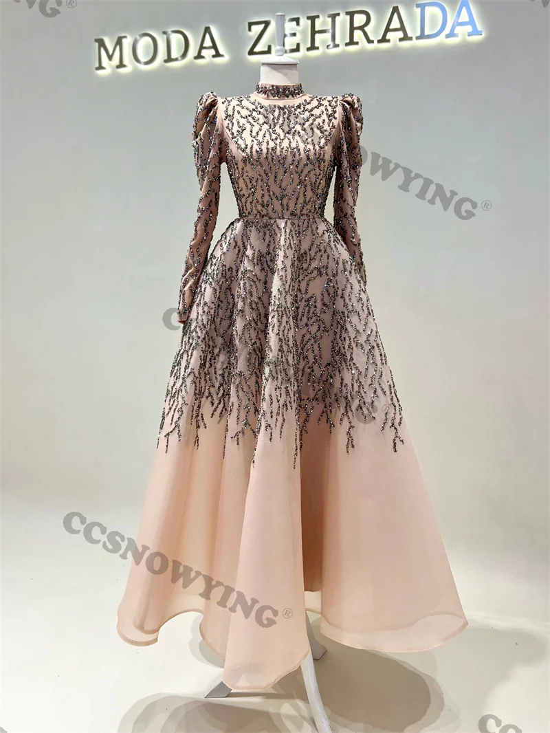 Luxury Muslim Evening Dress Appliques Formal Party Gown Rode De Soire High Neck Long Puffy Sleeve Ball Gown Arabic Dubai Kaftan
Luxury Muslim Evening Dress Appliques Formal Party Gown Rode De Soire High Neck Long Puffy Sleeve Ball Gown Arabic Dubai Kaftan