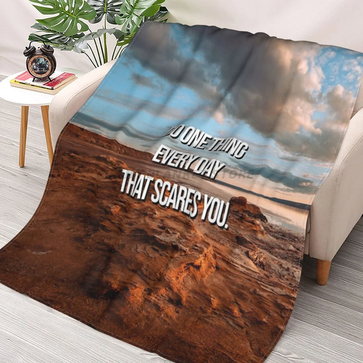 

Inspirational Quote From Nature Do One Thing Every Day That Scares You Throws Blankets Collage Flannel Ultra-Soft Warm picnic