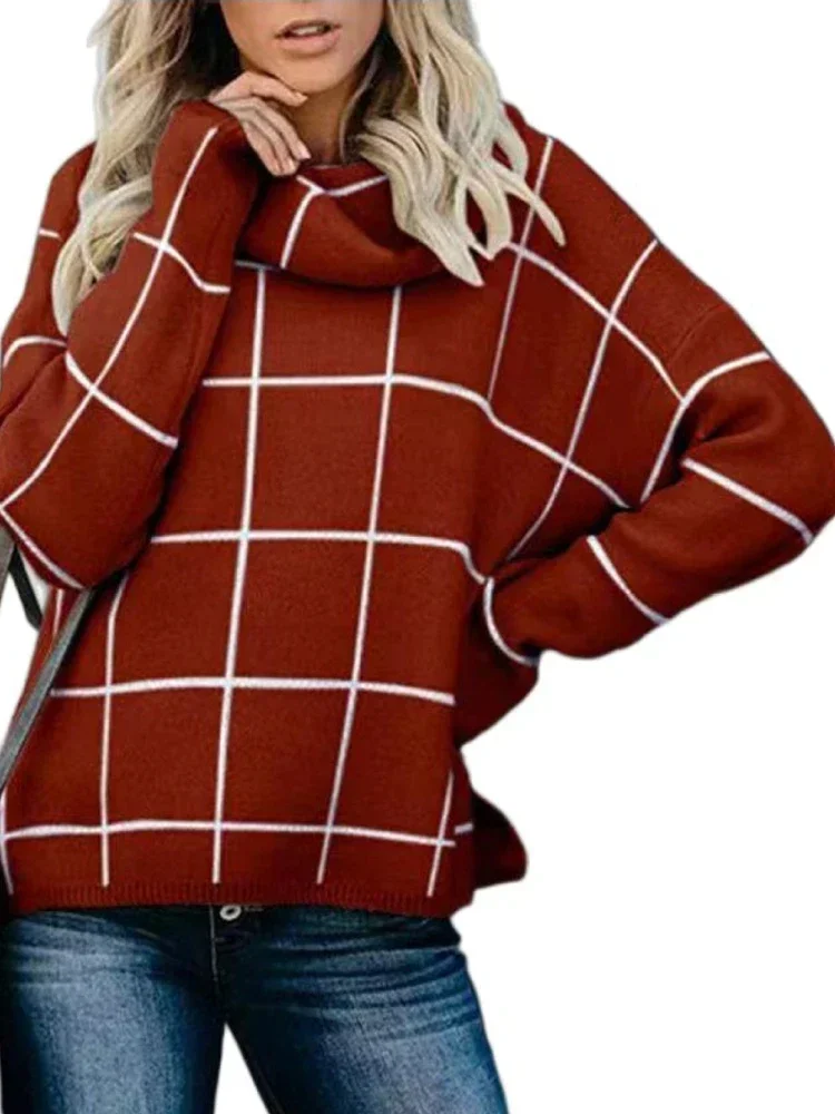 New Fashion Sweater High-necked Plaid Commuting in Autumn Winter Knitwears Oversize Pullovers Long Sleeve Top Women's Clothing
New Fashion Sweater High-necked Plaid Commuting in Autumn Winter Knitwears Oversize Pullovers Long Sleeve Top Women's Clothing