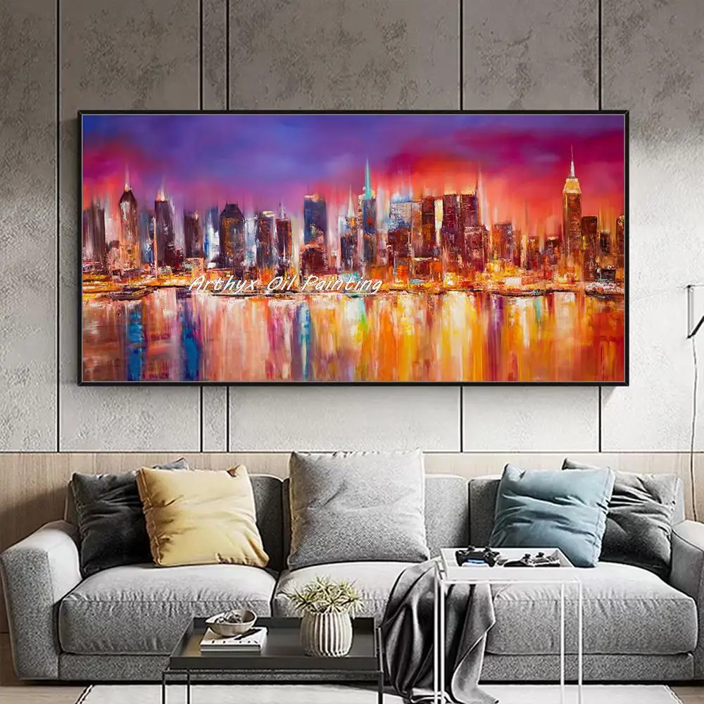 Arthyx Big Size,Handmade Color City Landscape Oil Painting On Canvas,Modern Abstract Wall Art,Picture For Living Room,Home Decor 
Arthyx Big Size,Handmade Color City Landscape Oil Painting On Canvas,Modern Abstract Wall Art,Picture For Living Room,Home Decor
