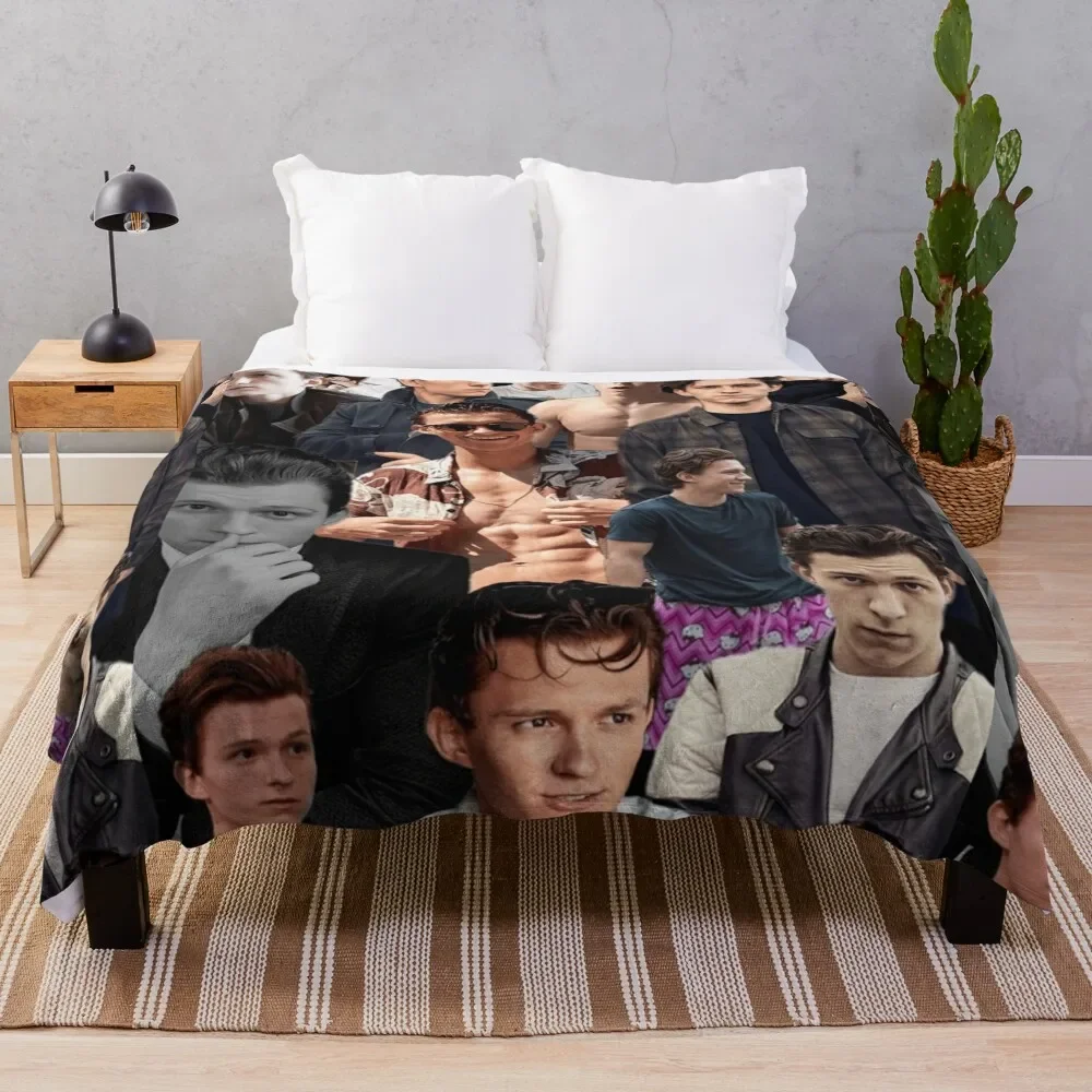 

Tom Holland Collage Throw Blanket Fluffys Large Beach funny gift Winter beds Blankets