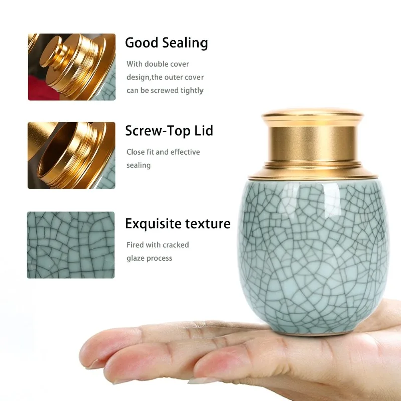 1pc Small Cremation Keepsake Urns, For Human And Pet Ashes, Decorative Ceramic Urns With Cracked Glaze Design
1pc Small Cremation Keepsake Urns, For Human And Pet Ashes, Decorative Ceramic Urns With Cracked Glaze Design