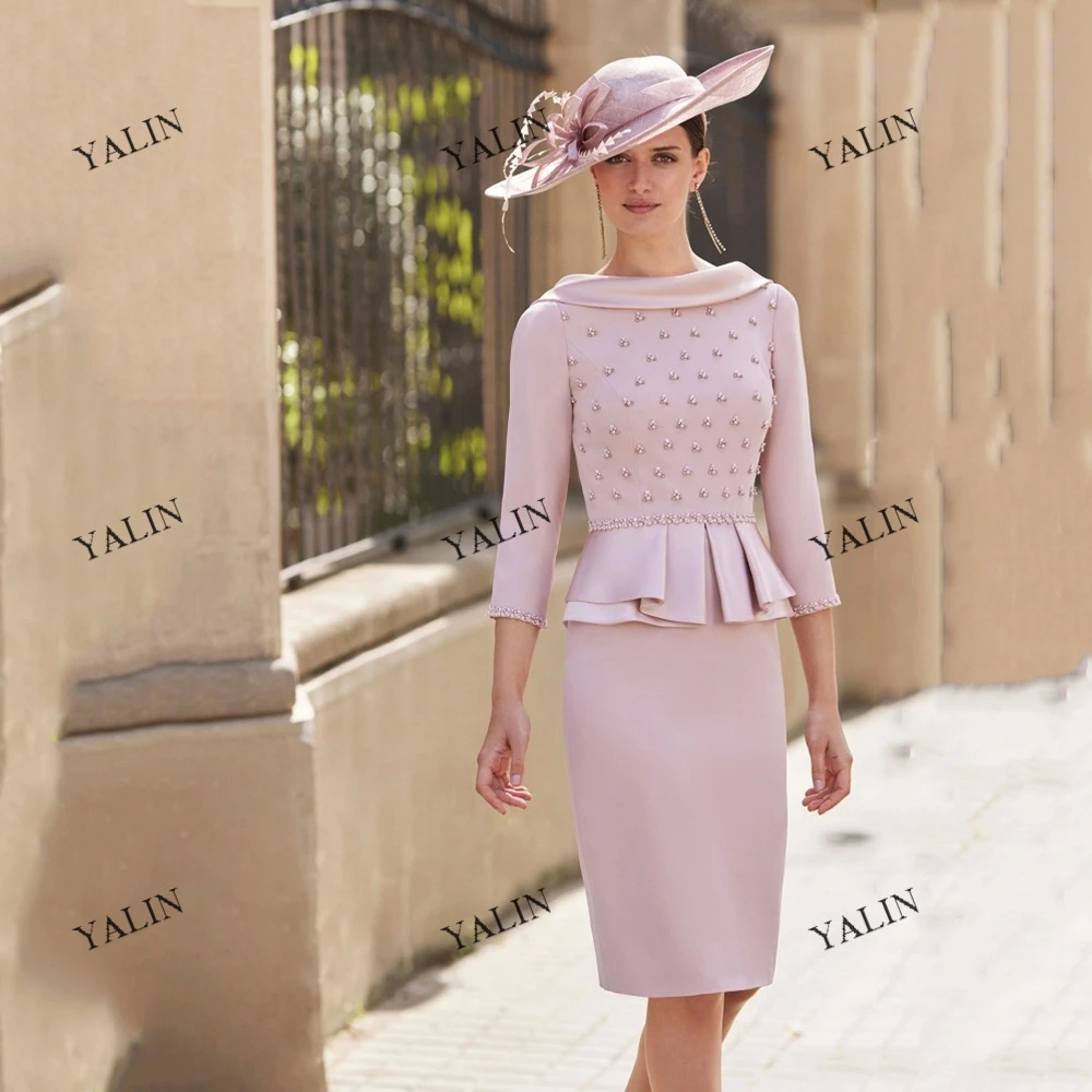 YALIN 2022 Lastest Pink Beading Mother Of The Bride Gowns Three Quarters Sleeve Evening Dresses Knee-Length Prom Dress
YALIN 2022 Lastest Pink Beading Mother Of The Bride Gowns Three Quarters Sleeve Evening Dresses Knee-Length Prom Dress