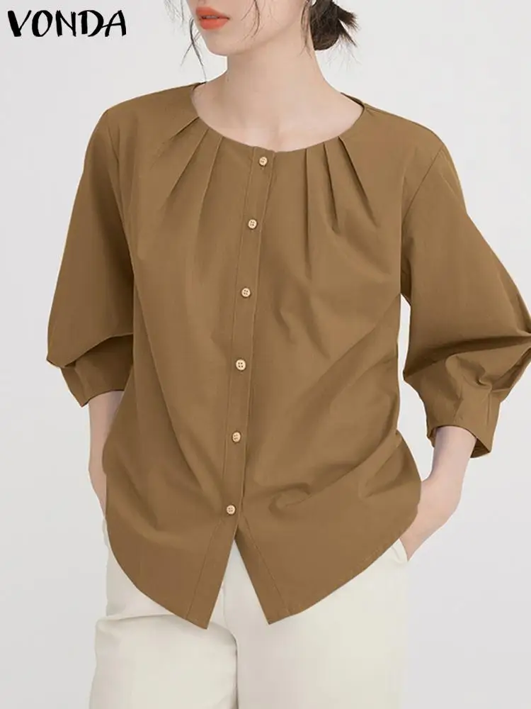 Fashion Solid Color Shirts Women Blouse 2023 VONDA Elegant Half Sleeve Round Neck Tops Bohemian Loose Casual Shirts Oversized
Fashion Solid Color Shirts Women Blouse 2023 VONDA Elegant Half Sleeve Round Neck Tops Bohemian Loose Casual Shirts Oversized