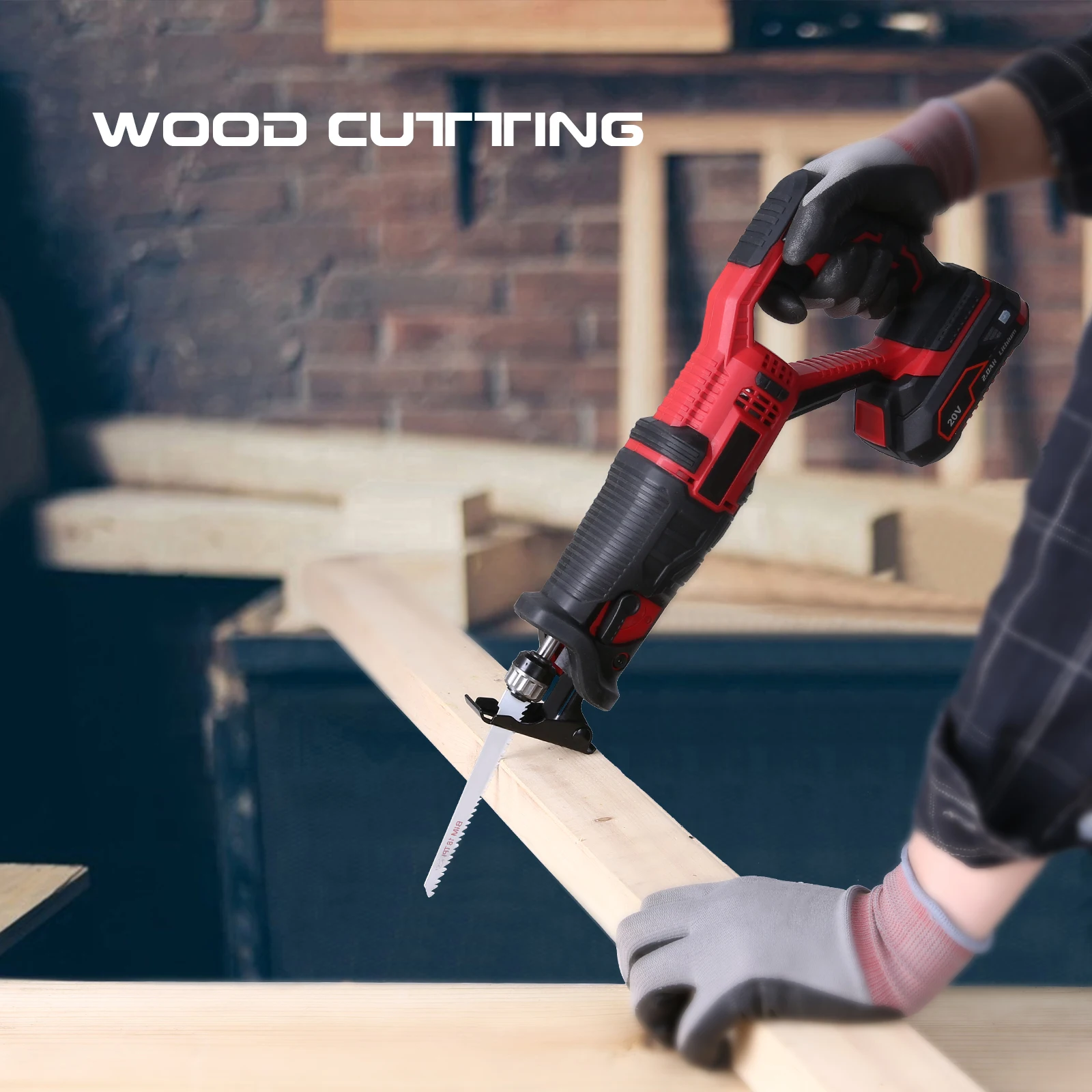 20V Cordless Reciprocating Saw 2.0Ah Lithium Battery Pack 0-3000RPM Variable Speed 6 Saw Blades Wood Pile Cutting Electric Saw
20V Cordless Reciprocating Saw 2.0Ah Lithium Battery Pack 0-3000RPM Variable Speed 6 Saw Blades Wood Pile Cutting Electric Saw