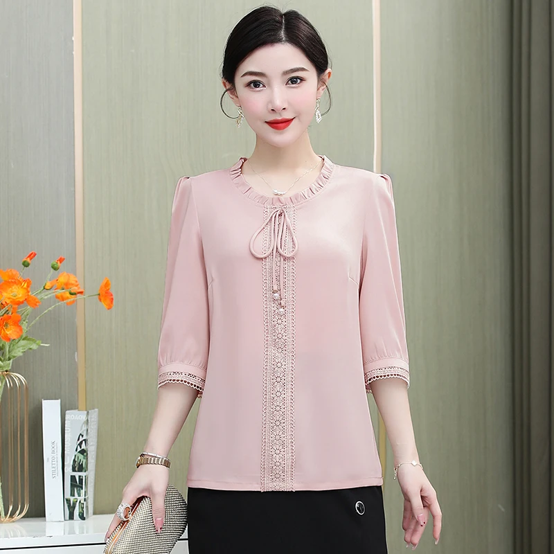 Women's O-Neck Chiffon T-shirt, Beading, Half Sleeve, Casual, Female Pullover, Elegant, Fashion, Summer
Women's O-Neck Chiffon T-shirt, Beading, Half Sleeve, Casual, Female Pullover, Elegant, Fashion, Summer