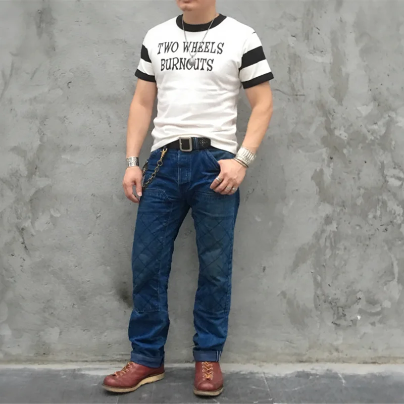 BOB DONG Vintage Striped Stitching Sleeve Prison Uniform Motorcycle Men's Heavy Short-Sleeved T-Shirt Amekaji
BOB DONG Vintage Striped Stitching Sleeve Prison Uniform Motorcycle Men's Heavy Short-Sleeved T-Shirt Amekaji