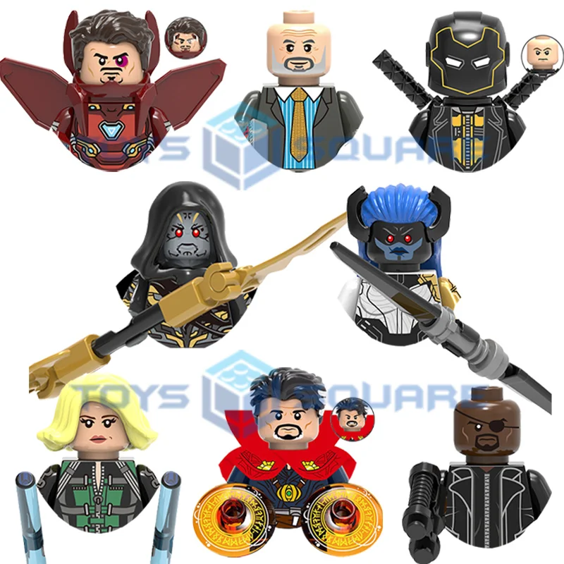 

The Proxima Midnight Iron Monger Nick Fury Doctor Hawkeye Strange Man Black Widow Corvus Glaive Model Blocks MOC Bricks X0215