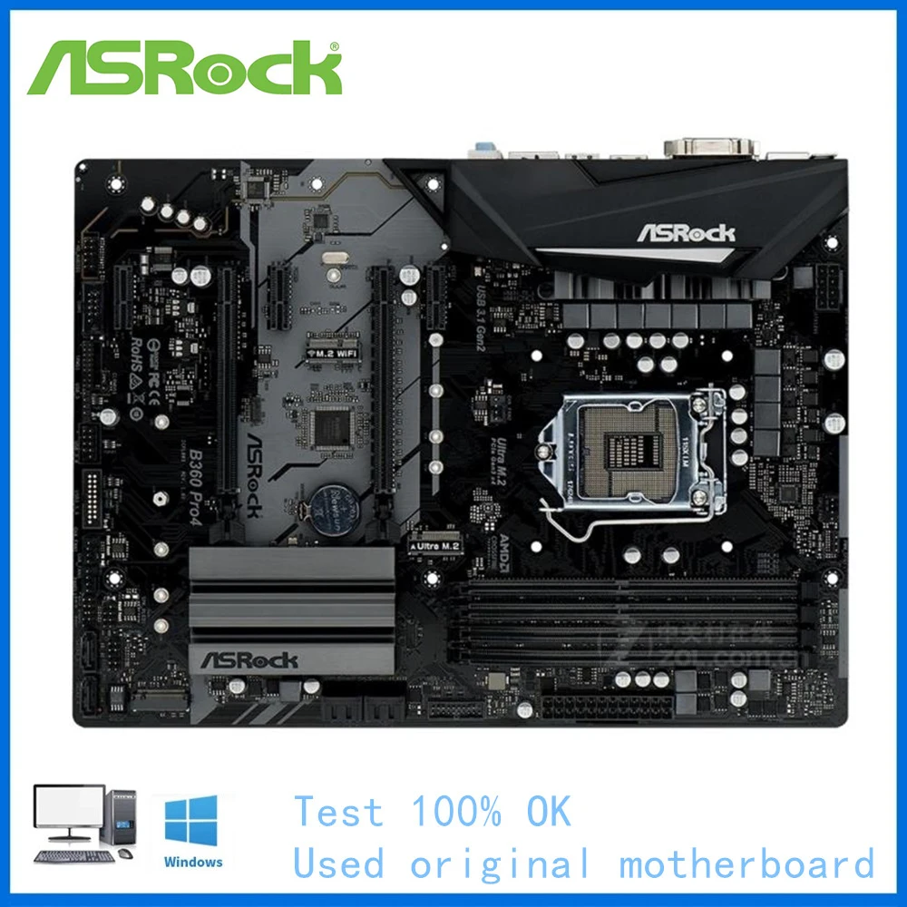 

Used For Intel B360 LGA 1151 CPU For ASRock B360 Pro4 Motherboard Computer Socket LGA1151 DDR4 Desktop Mainboard