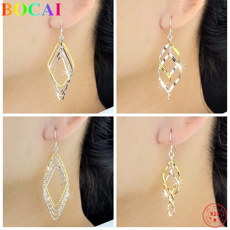 BOCAI Real S925 Sterling Silver Ear Drop 2021 New Fashion Personality Thai Silver Tassel Earrings For Girl Valentine's Gift
BOCAI Real S925 Sterling Silver Ear Drop 2021 New Fashion Personality Thai Silver Tassel Earrings For Girl Valentine's Gift