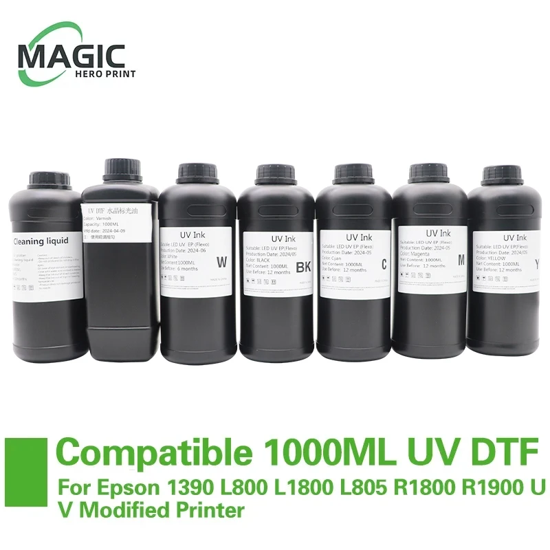 1000ML/Bottle UV DTF Ink and Varnish for UV DTF Film A B for Epson Printer XP600 TX800 1390 L800 L1800 L805 UV Ink Refill kit
1000ML/Bottle UV DTF Ink and Varnish for UV DTF Film A B for Epson Printer XP600 TX800 1390 L800 L1800 L805 UV Ink Refill kit
