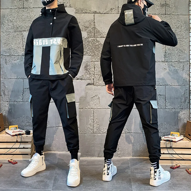 Autumn Hip Hop Military Men Tracksuit Patchwork Hooded Jacket+Pant 2 Piece Running Set For Men Fashion Mens Sportswear Suits
Autumn Hip Hop Military Men Tracksuit Patchwork Hooded Jacket+Pant 2 Piece Running Set For Men Fashion Mens Sportswear Suits