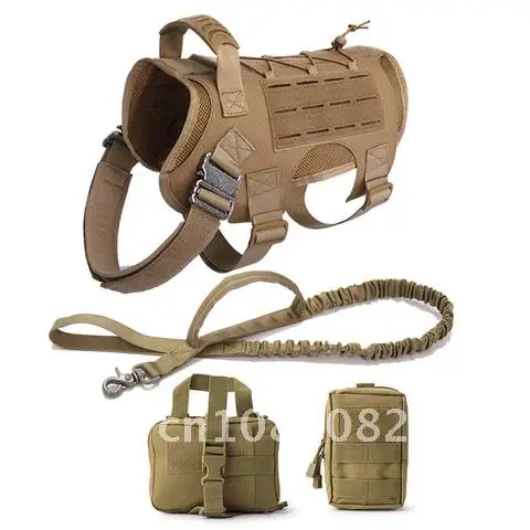 

Military Tactical K9 Dog Harness Leash Quick Release Metal Buckle MOLLE Medium Large Service Dog Vest Training German Shepherd