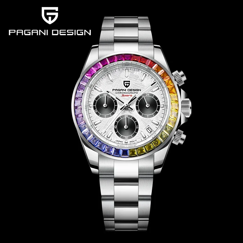 

PAGANI DESIGN 2023 New Rainbow Bezel 1644 Luxury Quartz Watch For Men Luminous Wristwatch Sport Chronograph Clock Reloj Hombre