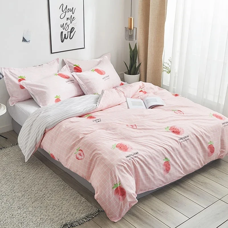 Princess Style Bedding Four-piece Set Cartoon Strawberry Printed Bed Sheet Pillowcase Quilt Cover Home Girls' Room Bedding
Princess Style Bedding Four-piece Set Cartoon Strawberry Printed Bed Sheet Pillowcase Quilt Cover Home Girls' Room Bedding