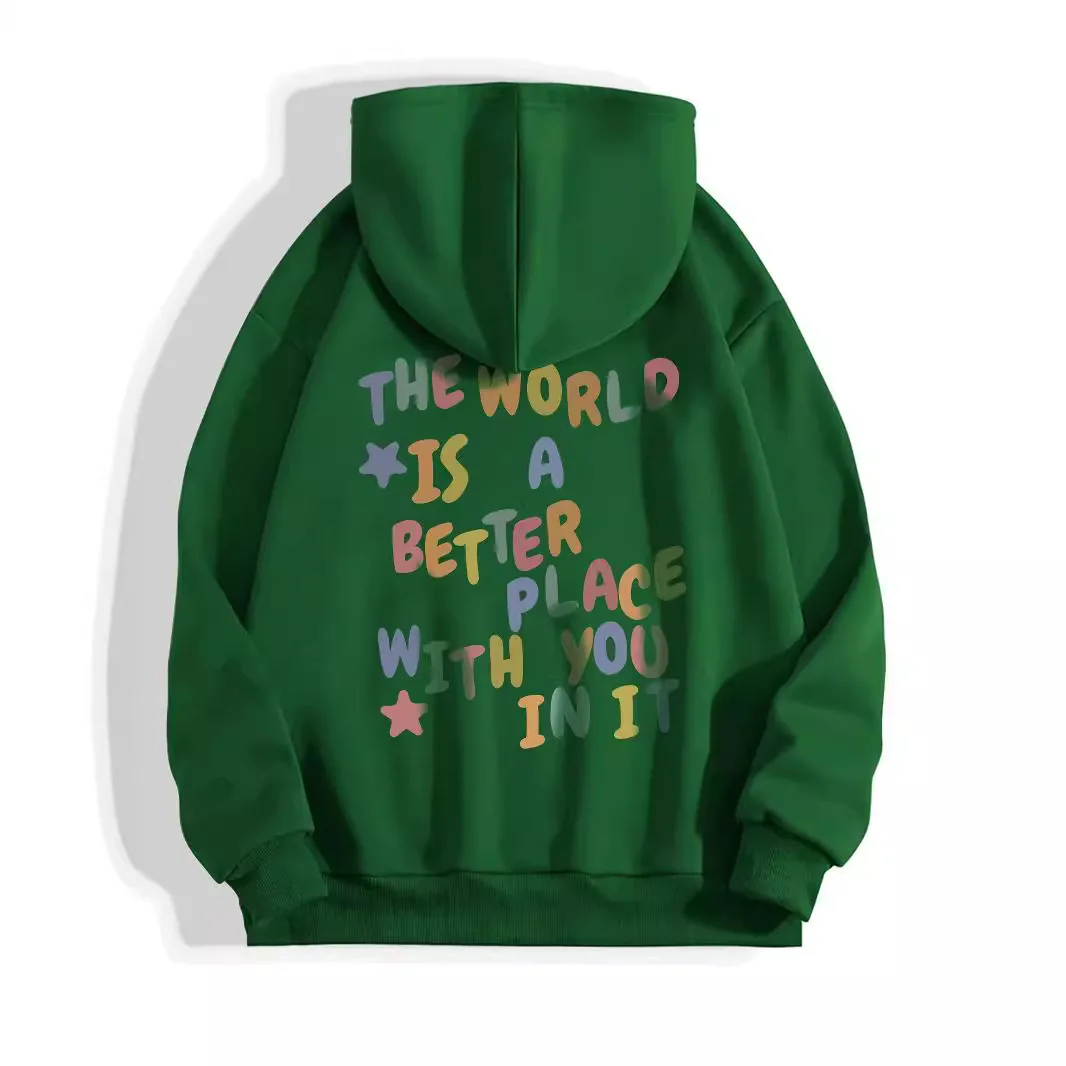 Толстовка с капюшоном для мужчин и женщин, свитшот с надписью «THE WORLD IS A BETTER PLACE WITH YOU IN IT», уличная одежда в стиле Харадзюку, пуловеры
Толстовка с капюшоном для мужчин и женщин, свитшот с надписью «THE WORLD IS A BETTER PLACE WITH YOU IN IT», уличная одежда в стиле Харадзюку, пуловеры