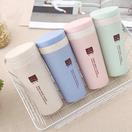 

Wheat Straw Double Layer Insulation Cup Creative Portable Portable Cup Environmental Friendly Water Cup with Lid Student Cup Whe