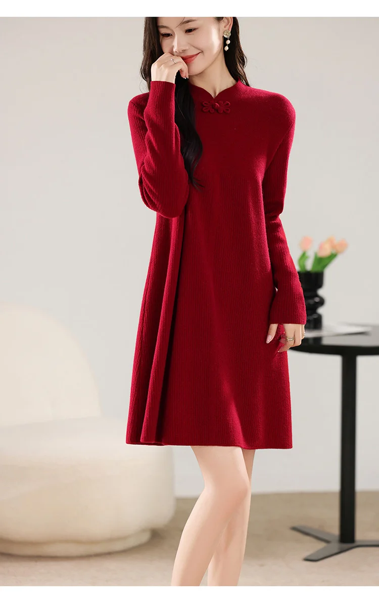 فستان نسائي طويل محبوك ، صوف ميرينو ، فستان تنحيف ، الأكثر مبيعًا في الشتاء والخريف ، جديد فستان نسائي طويل محبوك ، صوف ميرينو ، فستان تنحيف ، الأكثر مبيعًا في الشتاء والخريف ، جديد