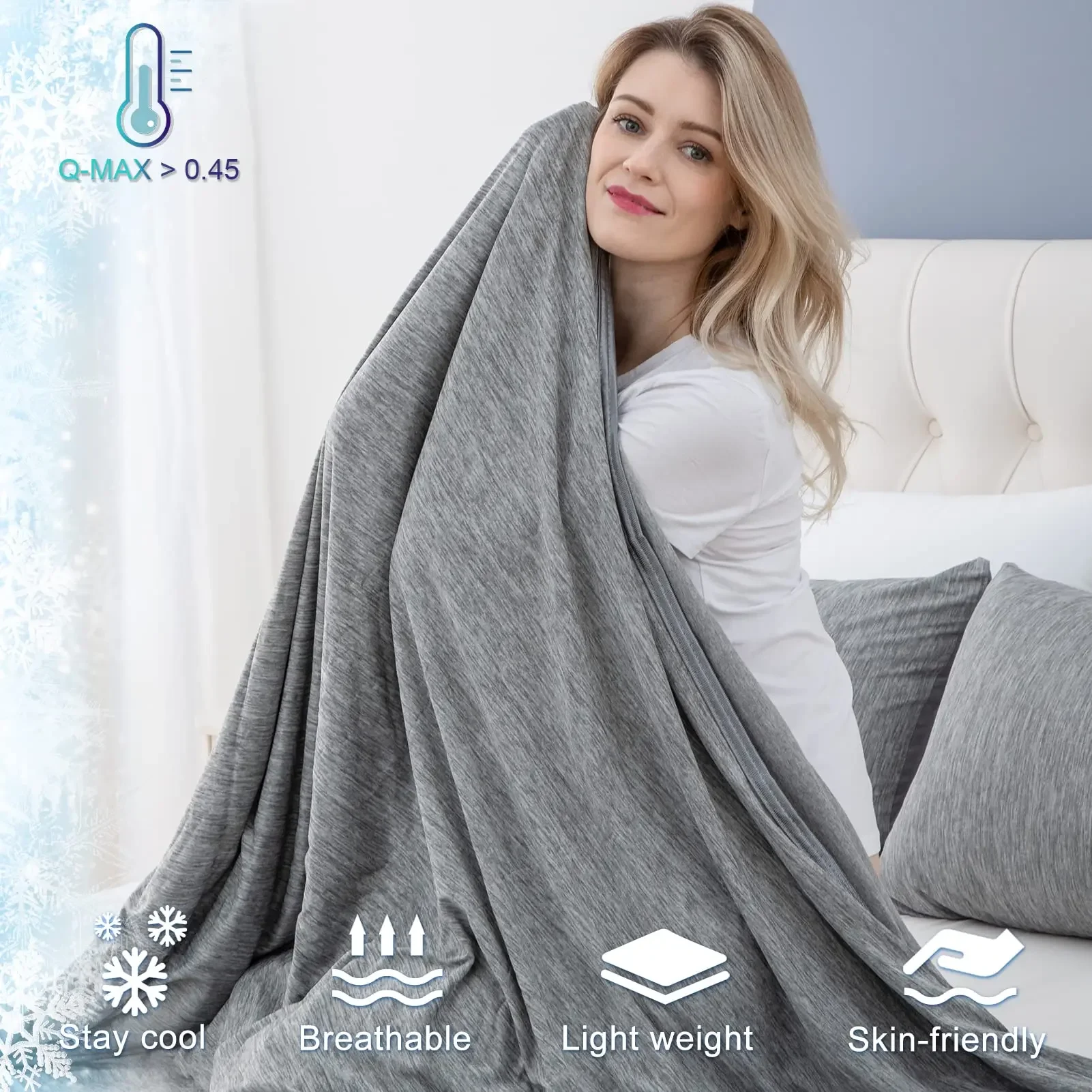 2-in-1 Summer Blanket, Cooling Duvet, Self-Cooling Cotton Blanket with Q-Max 0.45 Cooling Fibres, Adult Cooling Blanket, Thin
2-in-1 Summer Blanket, Cooling Duvet, Self-Cooling Cotton Blanket with Q-Max 0.45 Cooling Fibres, Adult Cooling Blanket, Thin
