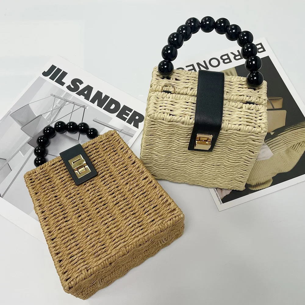 2023 New Fashion Hand-Woven Rattan Women Handbag with Bead Rope Handle Durable Summer Girl Beach Tote Bag Metal Chain Crossbody
2023 New Fashion Hand-Woven Rattan Women Handbag with Bead Rope Handle Durable Summer Girl Beach Tote Bag Metal Chain Crossbody