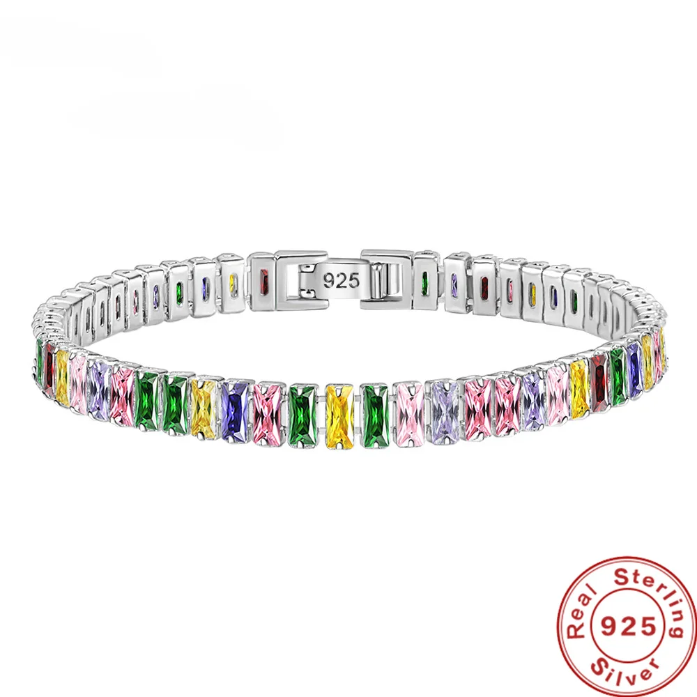925 Sterling Silver Bracelet Chain Light Luxury Color Crystal Hand Jewelry For Women Charm Wedding Lady Gift Party 18cm
925 Sterling Silver Bracelet Chain Light Luxury Color Crystal Hand Jewelry For Women Charm Wedding Lady Gift Party 18cm