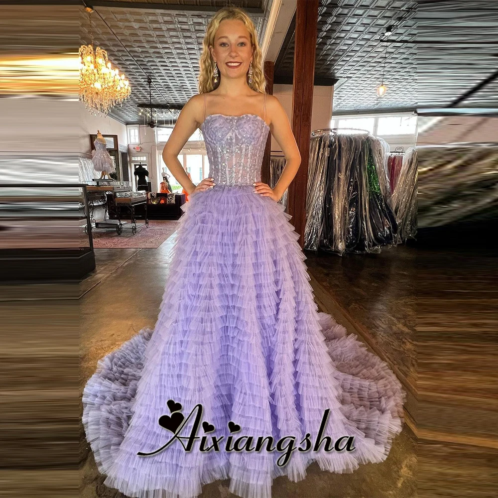 Aixiangsha Stylish Layered Evening Dresses Strapless Tulle Appliques Spaghetti Strap Party Gown Vestidos De Festa Customised
Aixiangsha Stylish Layered Evening Dresses Strapless Tulle Appliques Spaghetti Strap Party Gown Vestidos De Festa Customised