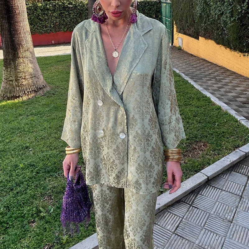 Spring Double Breasted Blazer Office Suit Women's Casual Printed Long Sleeved 2pc Set Elegant Temperament Straight Pants Outfits
Spring Double Breasted Blazer Office Suit Women's Casual Printed Long Sleeved 2pc Set Elegant Temperament Straight Pants Outfits