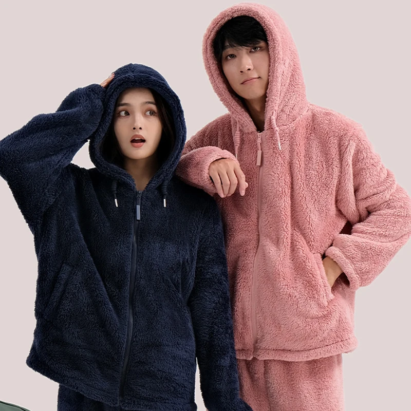 Home Cardigan Pijamas Winter Thick Thermal Velvet Couple Pajamas Set for Women Men Warm Plush Homewear Set Lovers Sleepwear
Home Cardigan Pijamas Winter Thick Thermal Velvet Couple Pajamas Set for Women Men Warm Plush Homewear Set Lovers Sleepwear