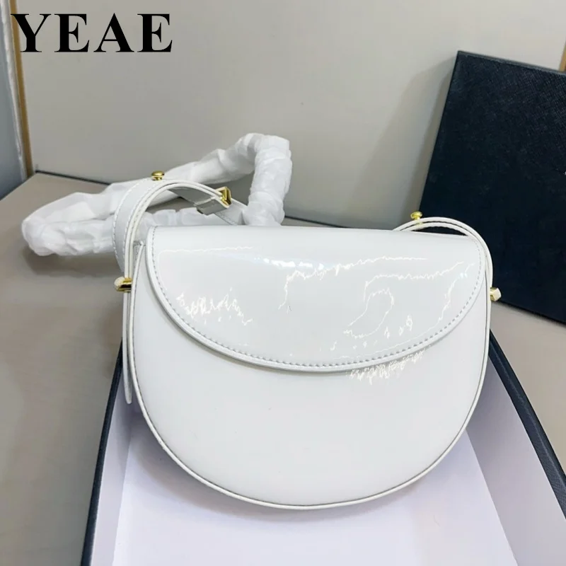 

Luxury Designer Saddle Shoulder Bag Women Patent Leather Crossbody Bag Solid Color Bag Underarm Handbags Lady Pouch Purses 2024
