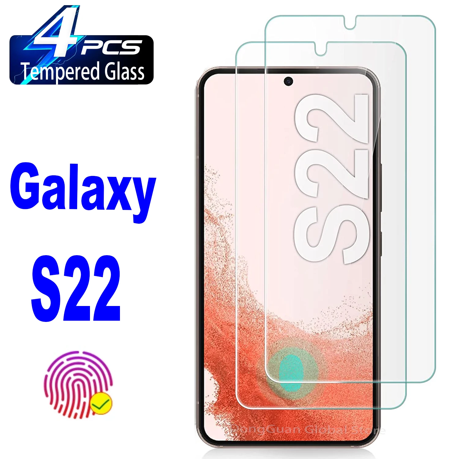 

4Pcs Fingerprint Unlock Tempered For Samsung Galaxy S22 S21 S23 S24 Plus S20FE S21FE 5G Screen Protector Glass