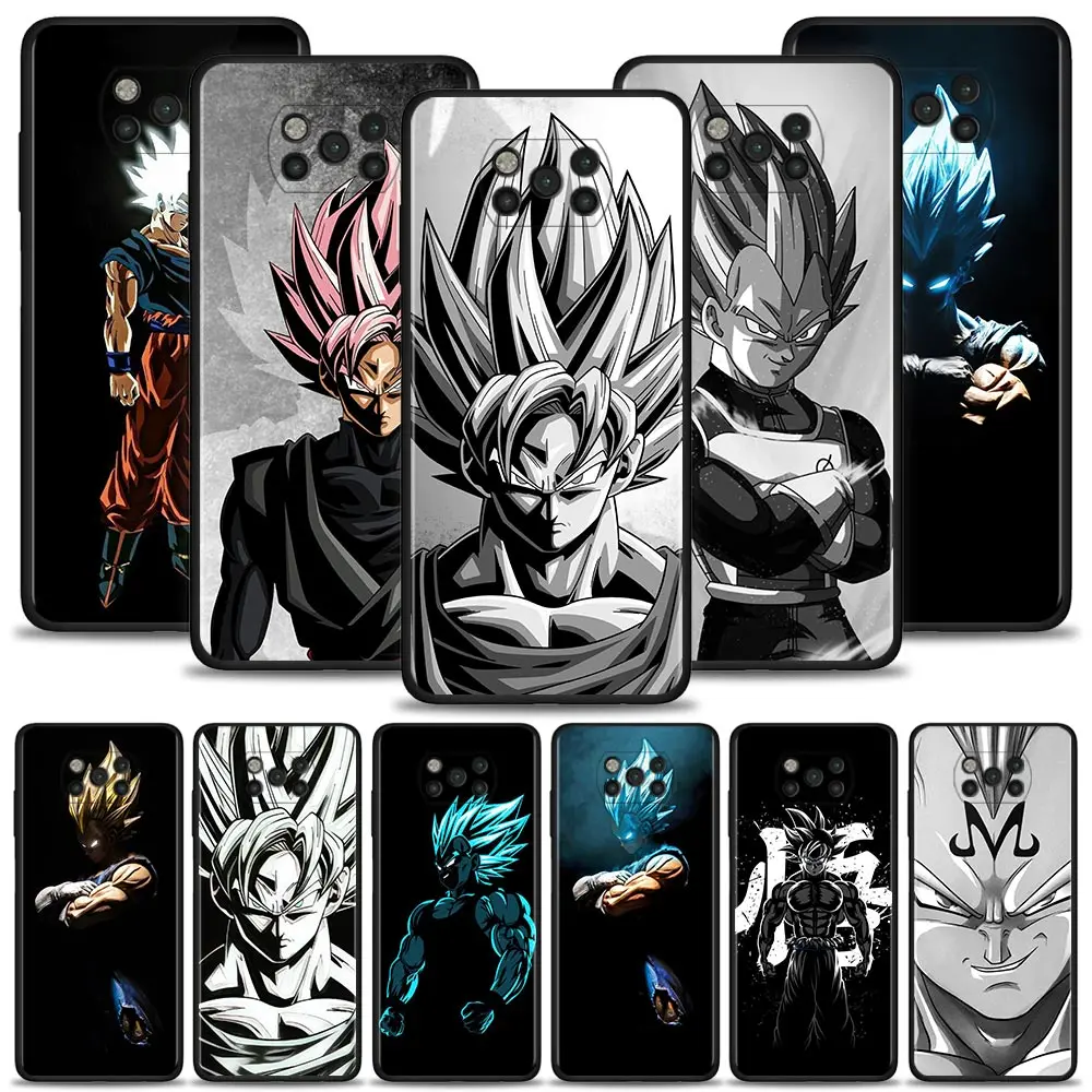 Чехол для Xiaomi Poco X3 NFC M3 M4 Pro чехол Mi 12 12X 11 10T Note 10 A2 Lite 5G 9 SE 9T Black Dragon Ball Vegeta Son Goku Art |