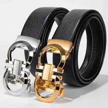 Genuine Leather For Men's High Quality Buckle Jeans Cowskin Casual Belts Business Cowboy Waistband Male Fashion Designer