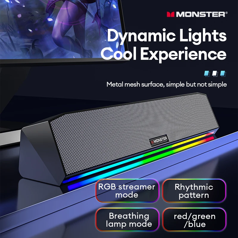 Monster G01 Wireless subfoofer Speaker 4 Units Surround Sound Loudspeaker Bluetooth 5.2 Portable Boombox For Gaming Movies
Monster G01 Wireless subfoofer Speaker 4 Units Surround Sound Loudspeaker Bluetooth 5.2 Portable Boombox For Gaming Movies