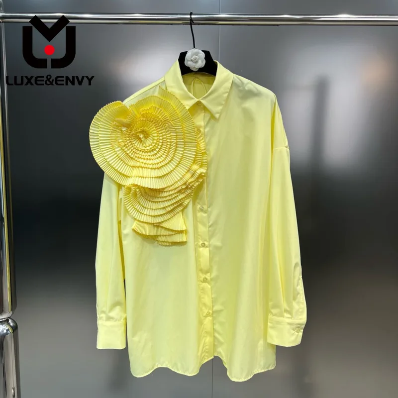 LUXE&ENVY 3D Flower Elegant Shirt Loose Lapel Single-breasted Solid Color Long Sleeve Autumn New Blouses
LUXE&ENVY 3D Flower Elegant Shirt Loose Lapel Single-breasted Solid Color Long Sleeve Autumn New Blouses