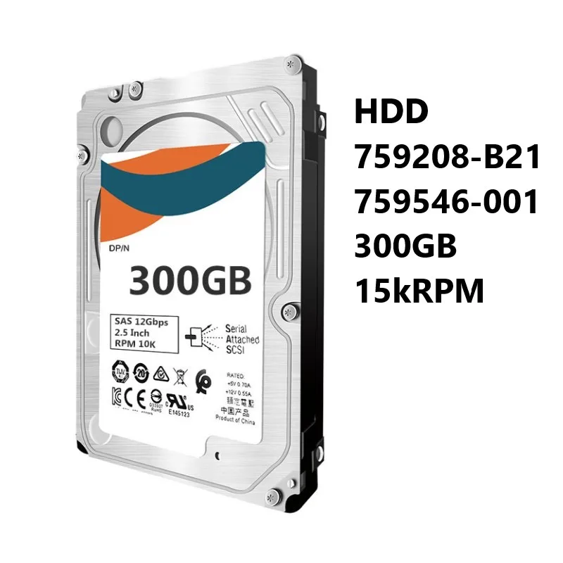 

NEW HDD 759208-B21 759546-001 300GB 15kRPM 2.5in SFF SAS-12G SC Hot-Swap Enterprise Hard Drive for H+P-E ProLiant G8-G10 Servers