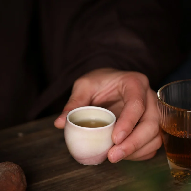

★Jingdezhen Handmade Xihongkai Tablets Porcelain Tea Tasting Cup Kiln Baked Small Teacup Kung Fu Tea Cup Master Cup Pu'er Cup
