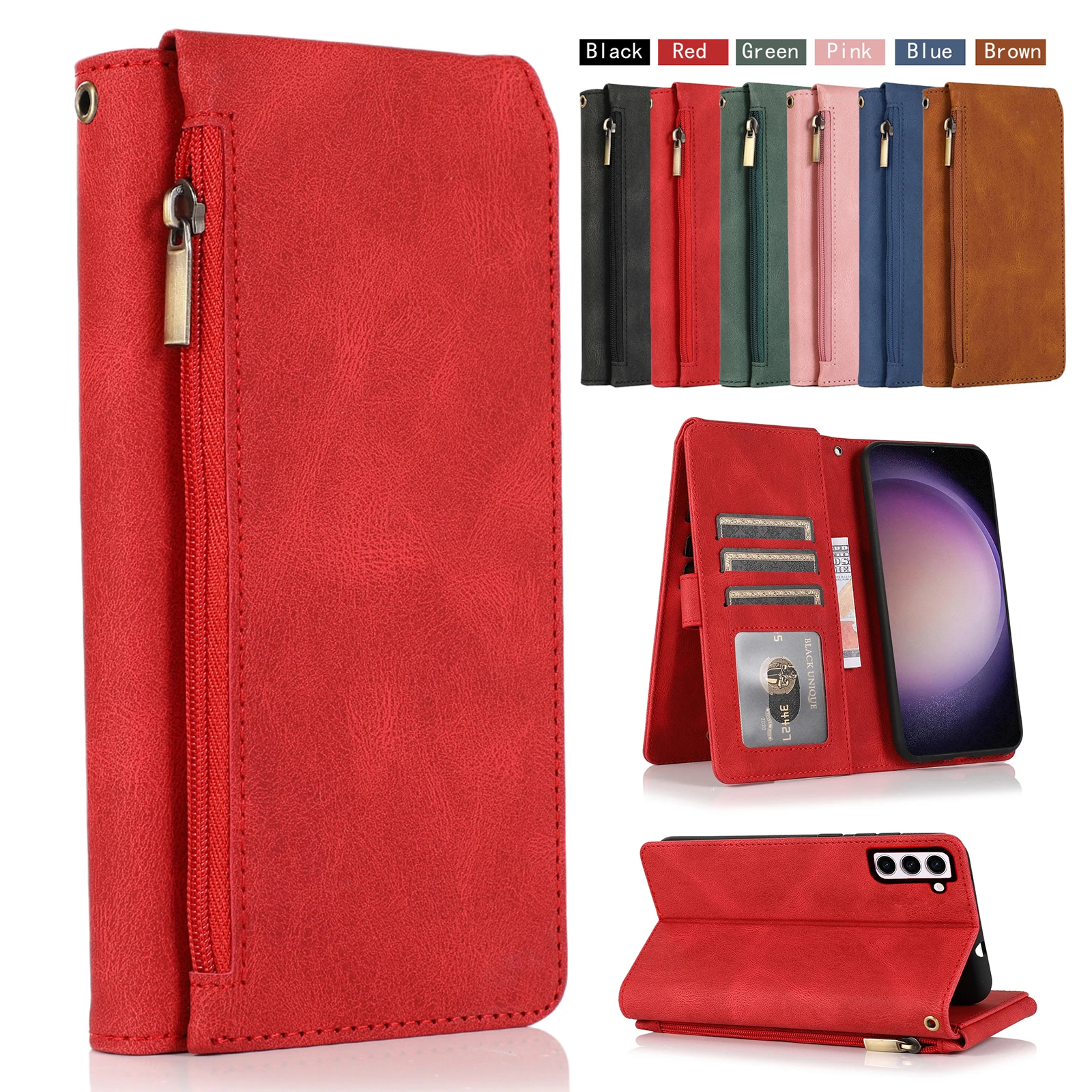 

Flip Cover Leather Zip Pocket Vertical Bracket Wallet Phone Case For Google Pixel 8 7 6 Pro 6A 5 5A 5XL 4 4A 4XL 3 3A 3XL 2 2XL
