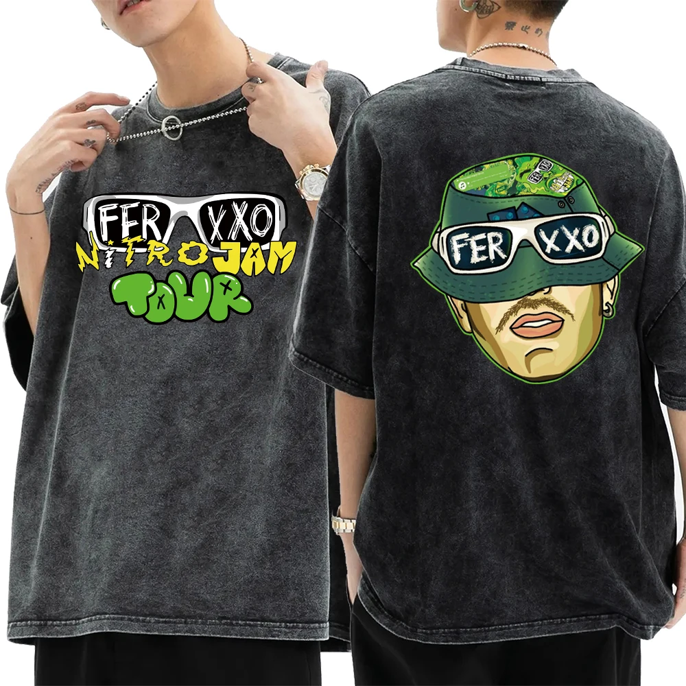 

Feid Ferxxo T Shirt Men Washed 90S Rapper Graphic Tees Funny Harajuku Cotton Shirt Tops