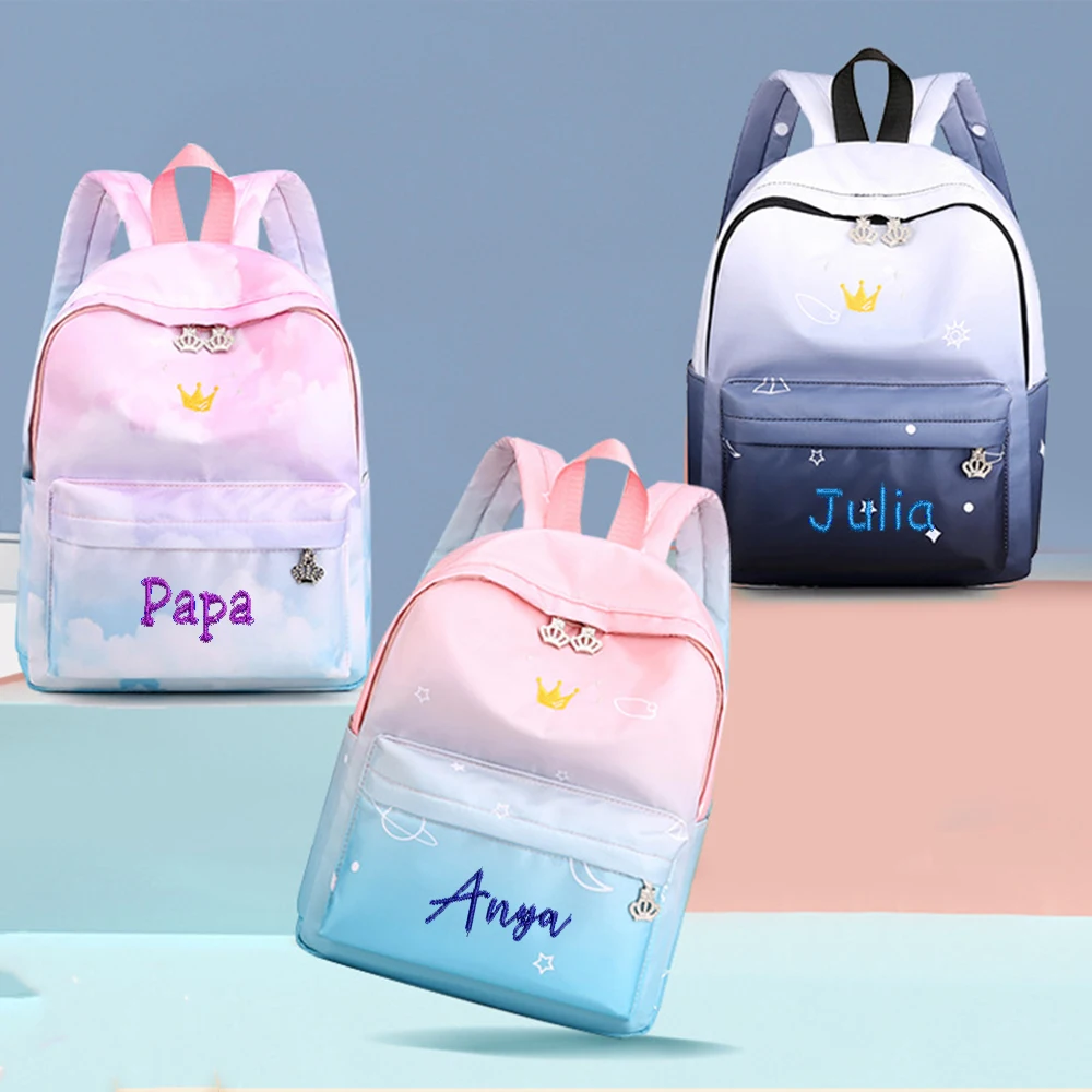 

Embroidered Girls' Primary School Schoolbag Cute Large Capacity Backpack Name Customized Starry Sky Cloud Lightweight Gift Bag