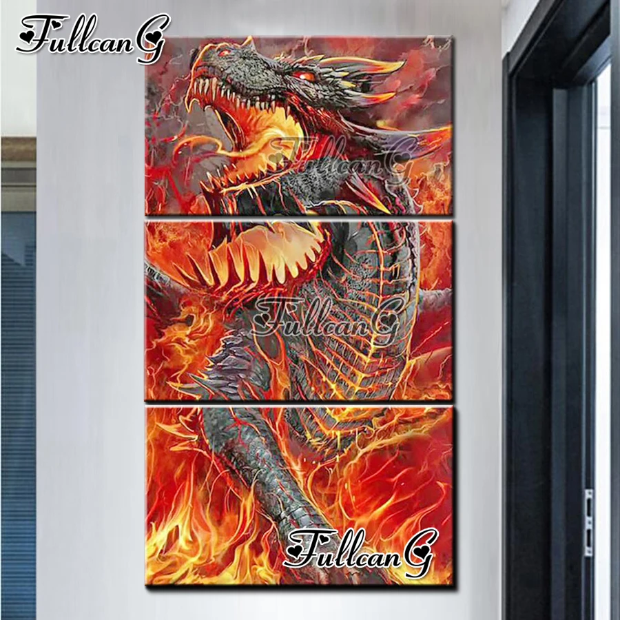 FULLCANG animal fire dragon large triptych diamond painting new arrival cross stitch mosaic embroidery picture home decor FG1015
FULLCANG animal fire dragon large triptych diamond painting new arrival cross stitch mosaic embroidery picture home decor FG1015