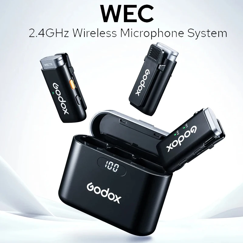 

Godox WEC KIT1 KIT2 2.4G Mini Wireless Lapel Microphone with Charging Case, forCamera DSLR Smartphone Lapel Mic Interview