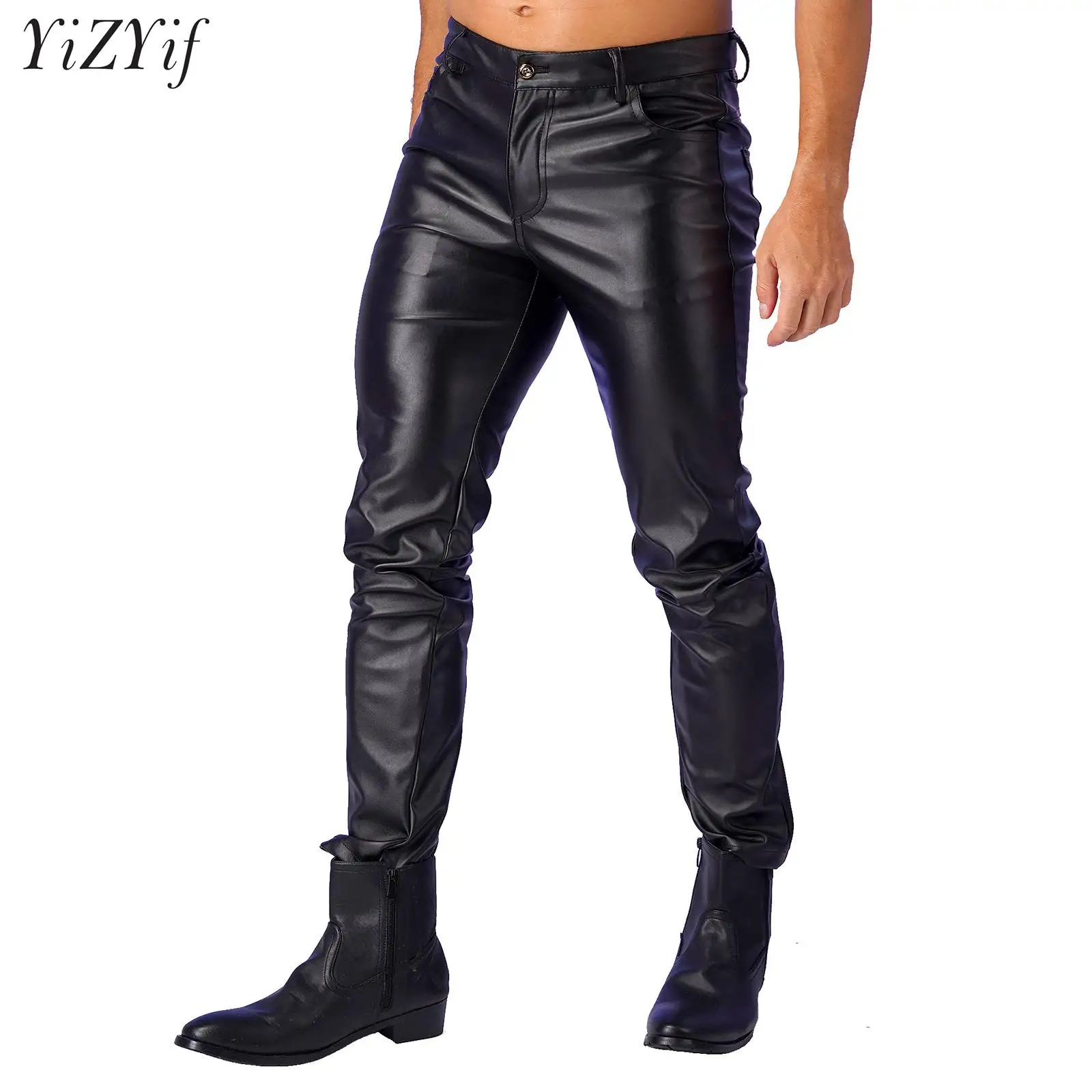 Men's Latex Tight Leather Pants 80s Punk Rock Skinny Motorcycle Trousers Gothic Biker Straight Leggings Nightclub Party Pants
Men's Latex Tight Leather Pants 80s Punk Rock Skinny Motorcycle Trousers Gothic Biker Straight Leggings Nightclub Party Pants