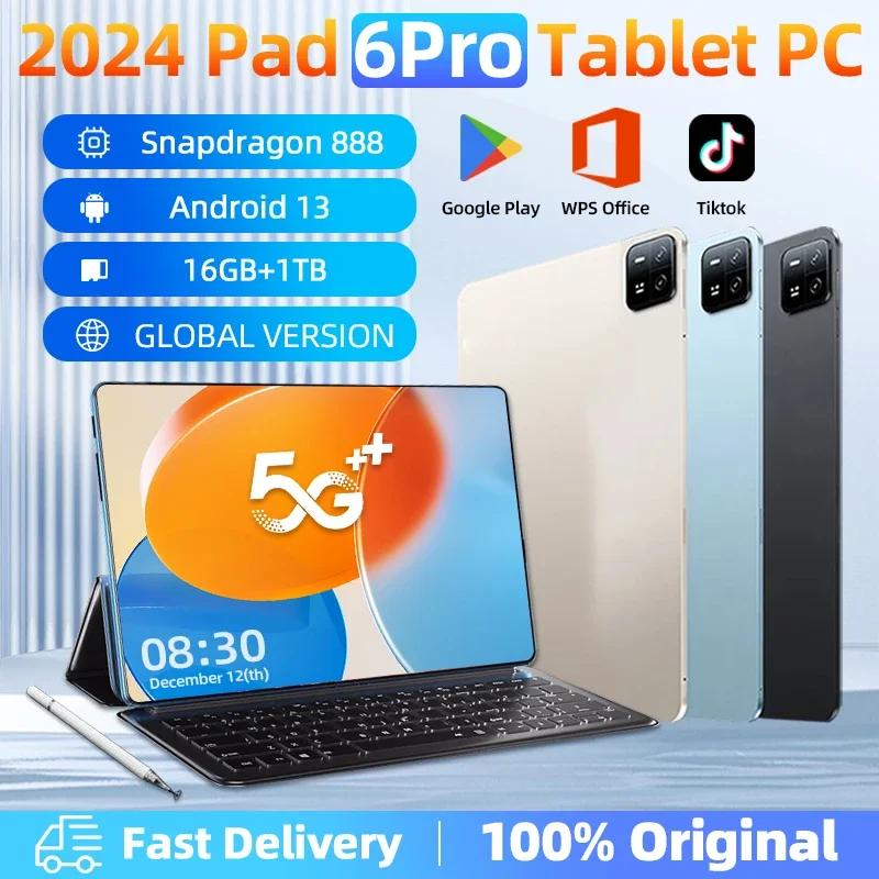 Tablet Android 13 Pad 6 Pro Snapdragon 888 16GB 1024GB 2023 Original Global Version Tablets PC 5G Dual SIM Card WIFI HD 4K
Tablet Android 13 Pad 6 Pro Snapdragon 888 16GB 1024GB 2023 Original Global Version Tablets PC 5G Dual SIM Card WIFI HD 4K