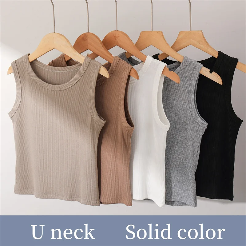 Women Sleeveless Spaghetti Vest Solid Color Ribbed Knitted Tank Top Summer U-neck Elastic Basic Camis For Female
Women Sleeveless Spaghetti Vest Solid Color Ribbed Knitted Tank Top Summer U-neck Elastic Basic Camis For Female