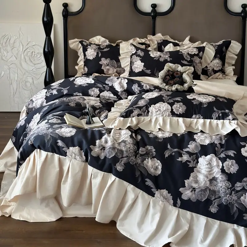 Luxury Egyptian Cotton Bedding Set King Queen Size Digital Floral Printing Ruffle Duvet Cover Bed Sheet Pillowcases Home Textile
Luxury Egyptian Cotton Bedding Set King Queen Size Digital Floral Printing Ruffle Duvet Cover Bed Sheet Pillowcases Home Textile